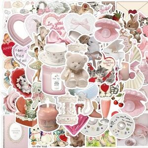 Cute Stickers Set - Pink and White coquette pack of 20